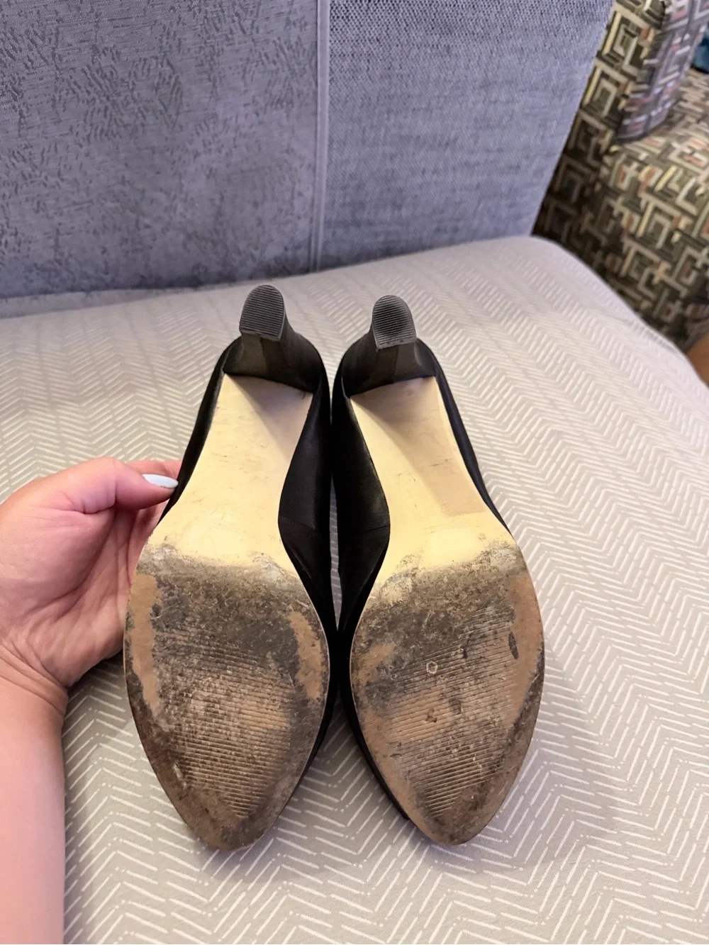 Wittner Women's Black Peep-Toe Heels with Sequin Bow